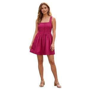 Bohme Women's Hot Pink Cotton/Poly/Spandex Sleeveless Mini Sundress NWT